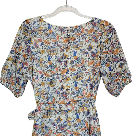 Boden Floral Paisley Print Midi Dress Full Skirt Short Sleeve Linen Summer 10L - Picture 10 of 16